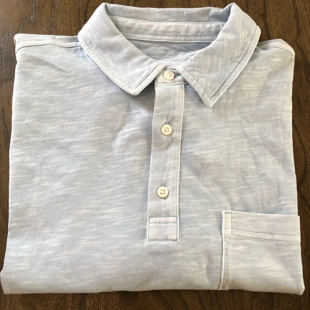 Banana Republic Light Blue Heather Polo with Chest Pocket